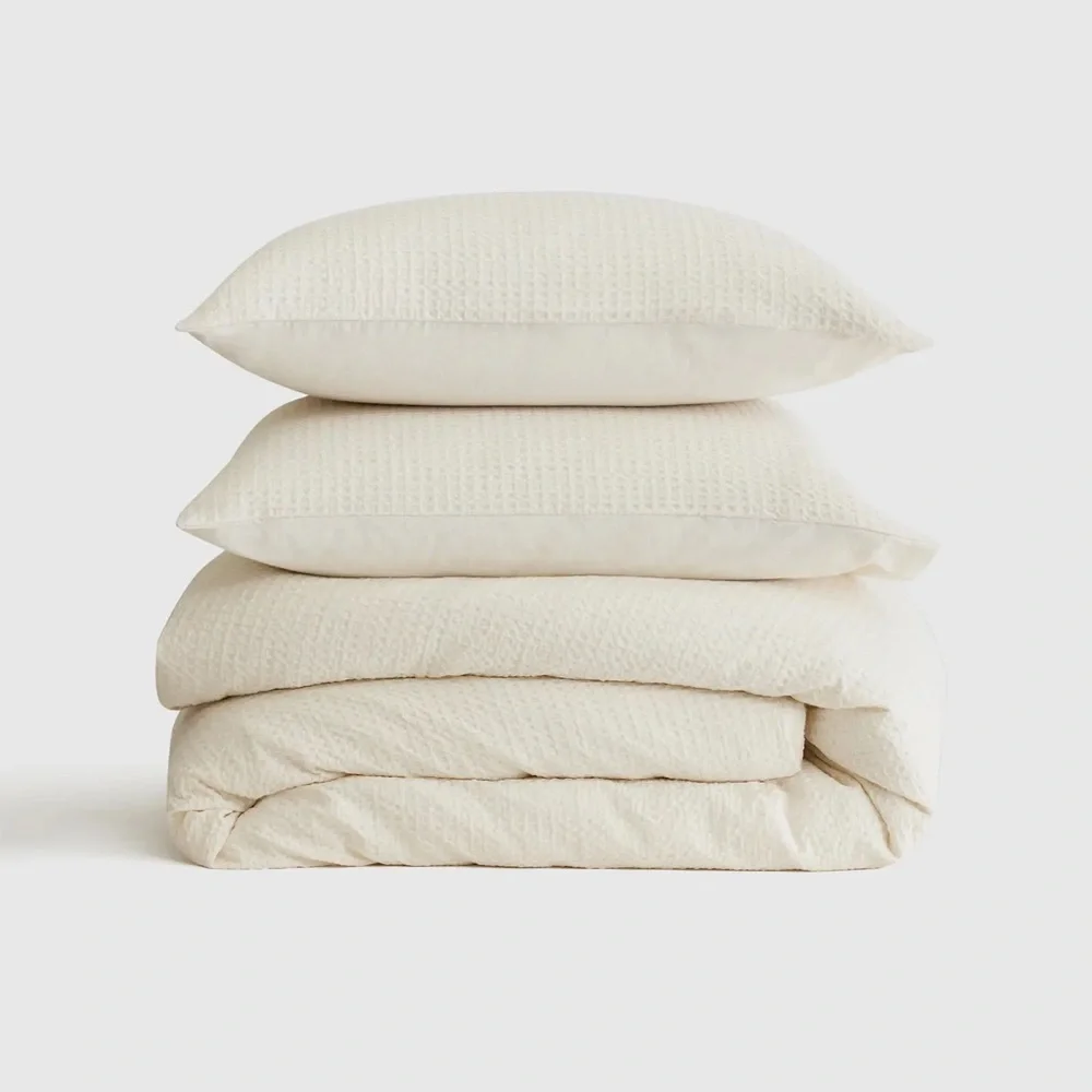 🌿S-O-L-D🌿QUINCE Organic Luxe Honeycomb Duvet Cover Set Twin Undyed 3972